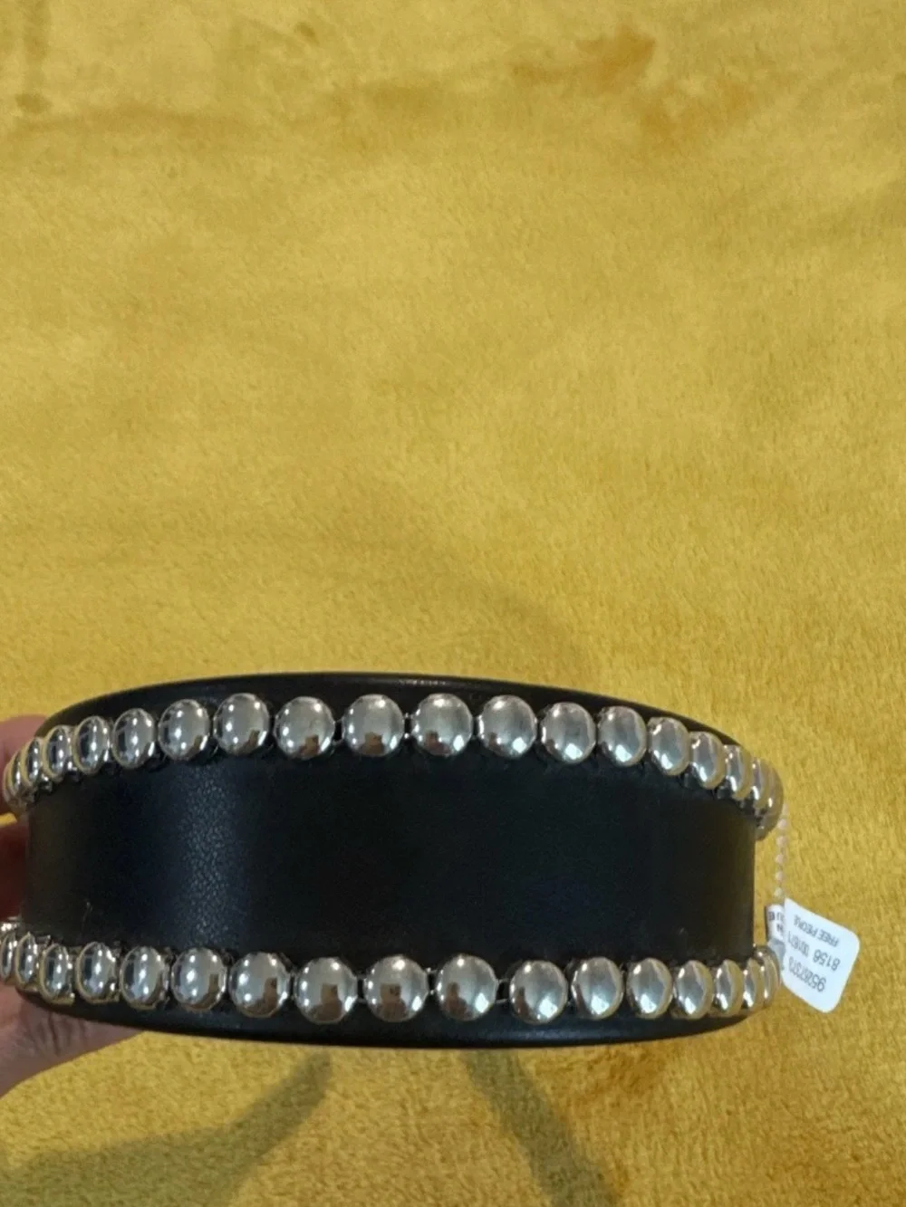 Free People Black Studded Double Headband with Silver Accents